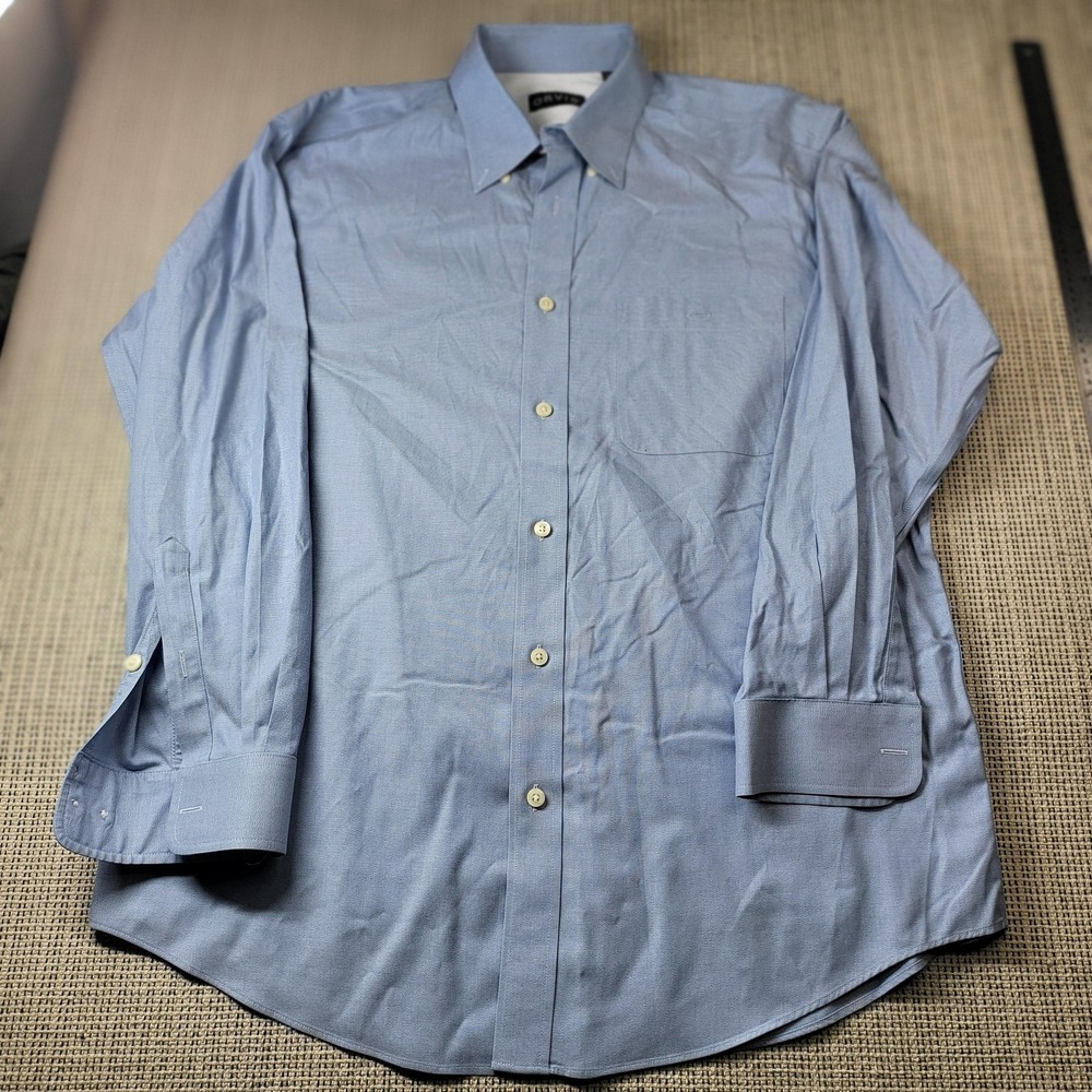 Orvis Dress Shirt Mens Large Blue Check Regular Fit Woven Long Sleeve Business